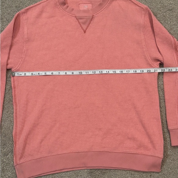 AERIE Womens The Sweat Waffle Crew Neck Sweatshirt Pullover Pink Size Small - Picture 6 of 9